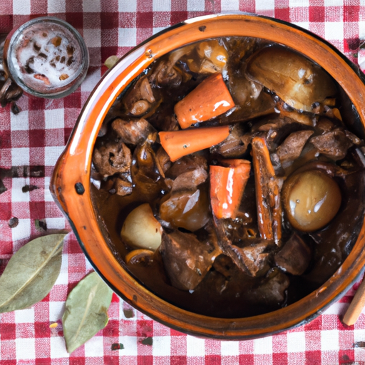 Boeuf bourguignon s hranolkami.