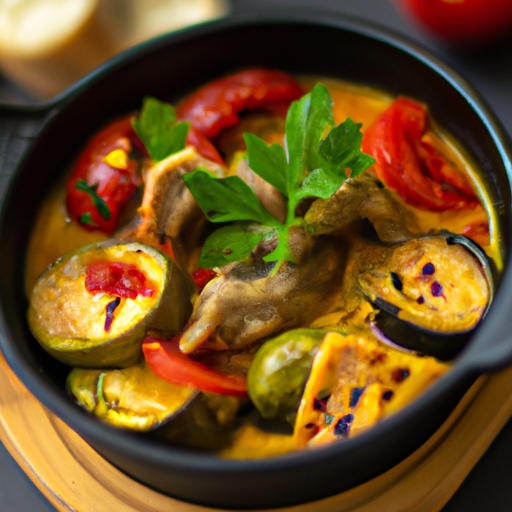 Kuřecí ratatouille s grilovaným chlébem