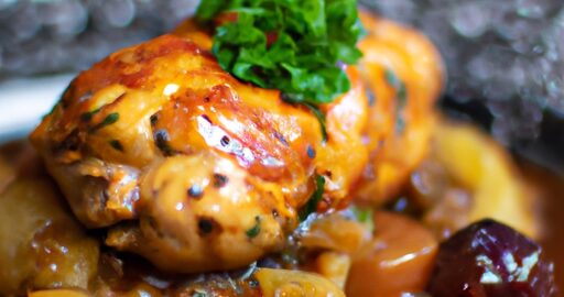 Kuřecí coq au vin.