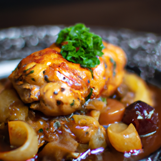 Kuřecí coq au vin.