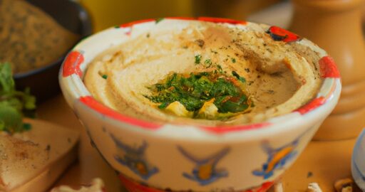 Hummus s olivami a rajčaty