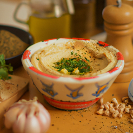 Hummus s olivami a rajčaty