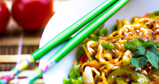 Indonéský nudlový salát s kuřecím masem