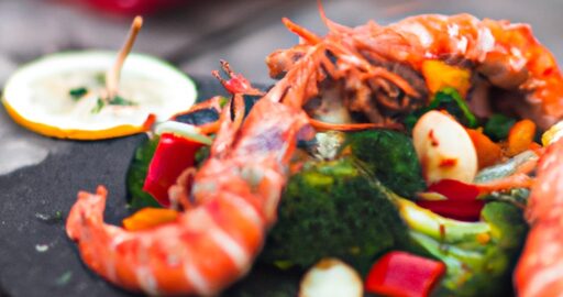 Krevetky na grilu s farofou