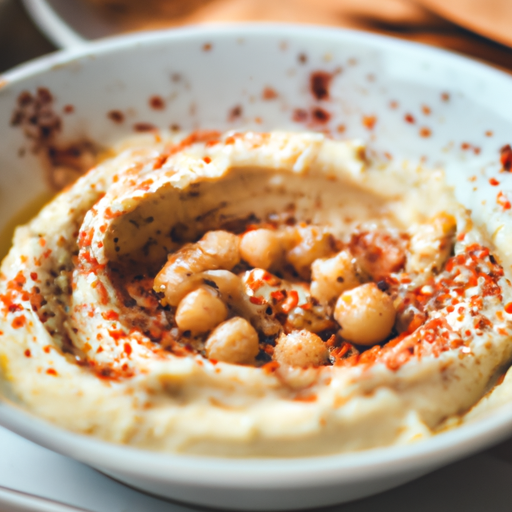 Hummus s olivovým olejem a tahini.