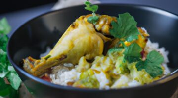 Kořeněné kuře s rýží a mandlí.