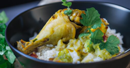 Kořeněné kuře s rýží a mandlí.