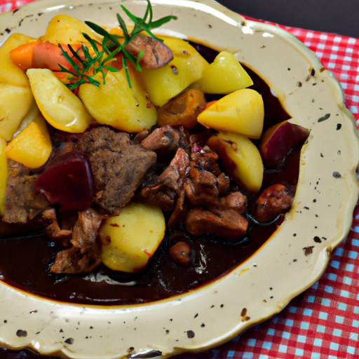 Hovězí Bourguignonne s brambory.