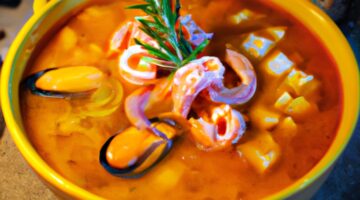 Bouillabaisse rybí polévka s mořským plody.