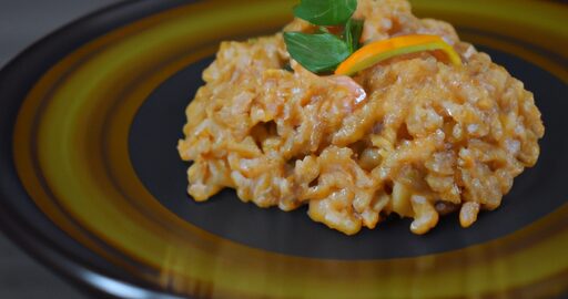 Rizoto s houbami a kozím sýrem.