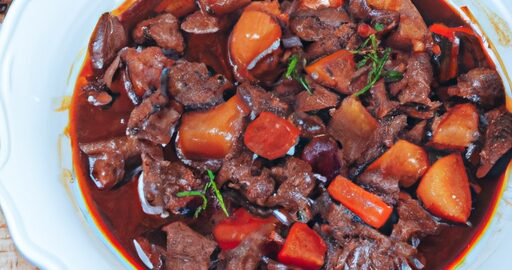 Boeuf bourguignon s bramborem.