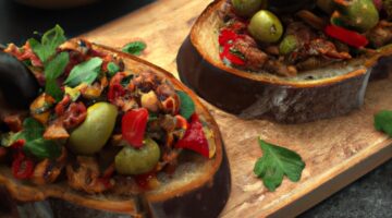 Sicilská caponata na bruschettu.