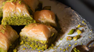 Baklava s ořechy a pistáciemi.