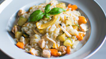 Risotto s houbami a cuketou.