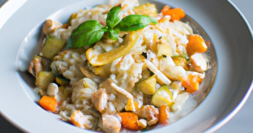 Risotto s houbami a cuketou.