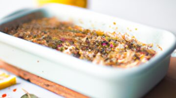 Zapečená lilka s fazolemi.