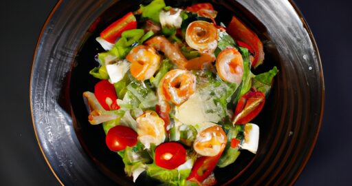 Špenátový salát s krevetami.