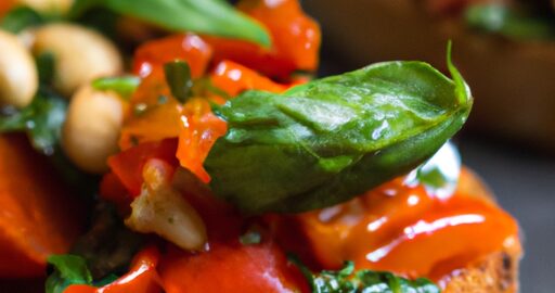 Italský rajčatový bruschetta s bazalkou