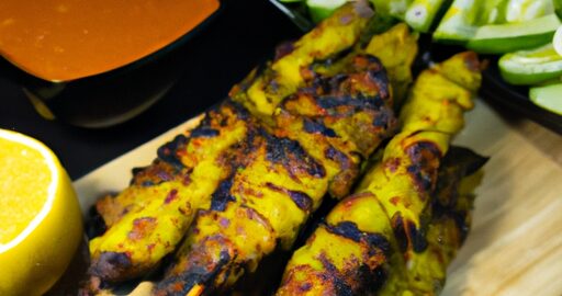 Indonéský jehněčí satay med na špejli