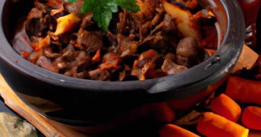 Hovězí bourguignon s pečivem.