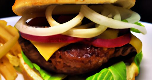 Hamburger s hranolkami a dresinkem