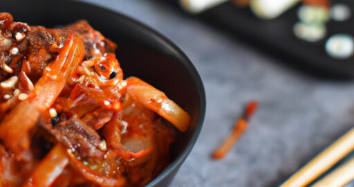 Korejský bulgogi plněný kimchi.