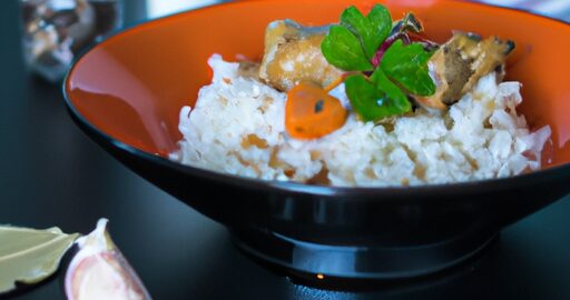 Kuřecí rizoto s hříbky a šalotkou.