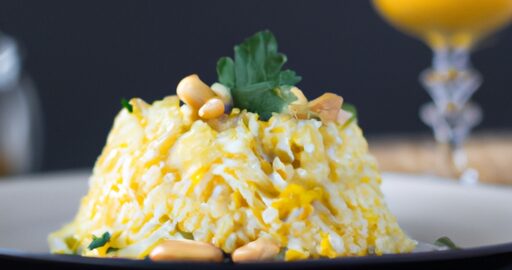 Rizoto s houbami, šafránem a sýrem.