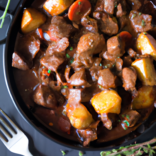 Hovězí Bourguignon s hříbky.