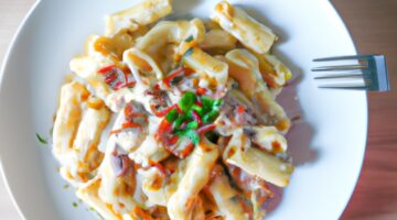 Penne alla carbonara so šunkou.