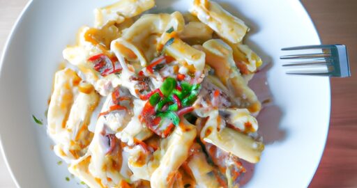 Penne alla carbonara so šunkou.