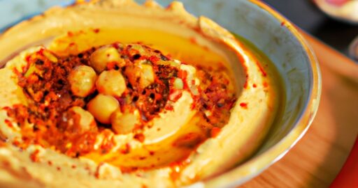 Hummus s grilovanými paprikami a chilli