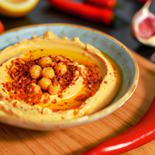 Hummus s grilovanými paprikami a chilli