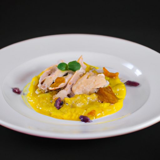 Rajčatová kari polévka s kuřecím.