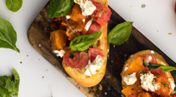 Italský bruschetta s rajčaty a bazalkou