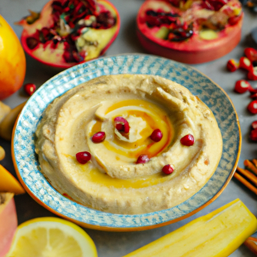 Hummus s harissou a granátovým jablkem