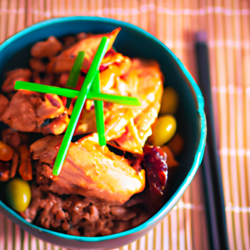 Kuřecí s houbami a bambusem.