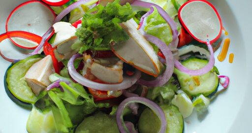 Smažený nudlový salát s kuřecím masem