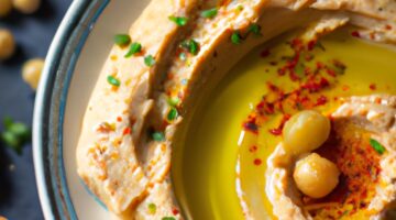 Hummus s harissou a olivami