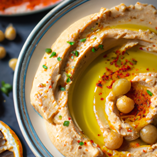 Hummus s harissou a olivami