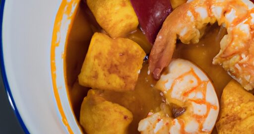 Bouillabaisse s rýží a šafránem.