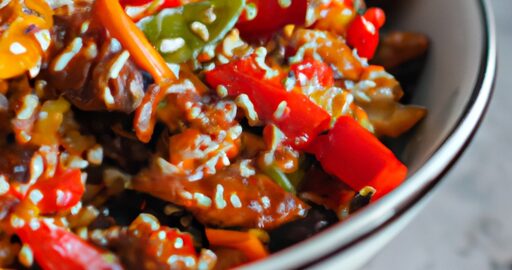 Kuřecí kung pao s rýží.