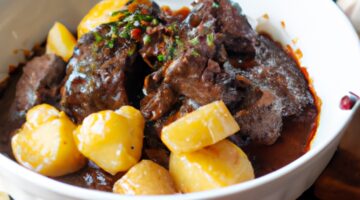 Hovězí Bourguignon s hříbkami.