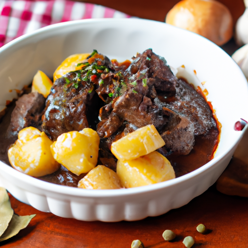 Hovězí Bourguignon s hříbkami.