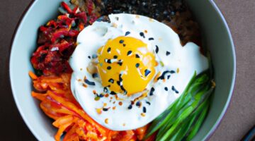 Bibimbap s hovězím masem.