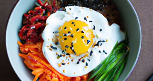 Bibimbap s hovězím masem.