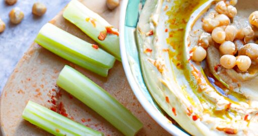 Hummus s grilovanou zeleninou.