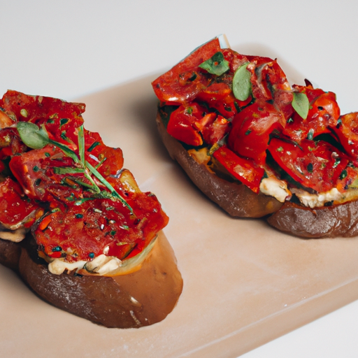 Italská rajčatová bruschetta se sýrem.