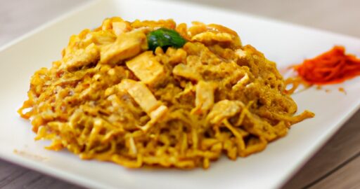 Smažené rýžové nudle s kuřecím masem