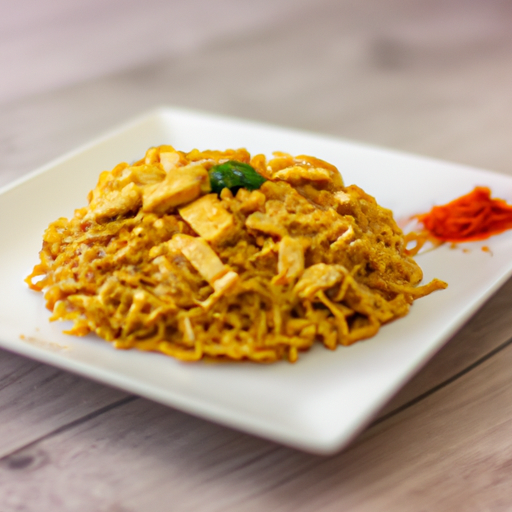 Smažené rýžové nudle s kuřecím masem